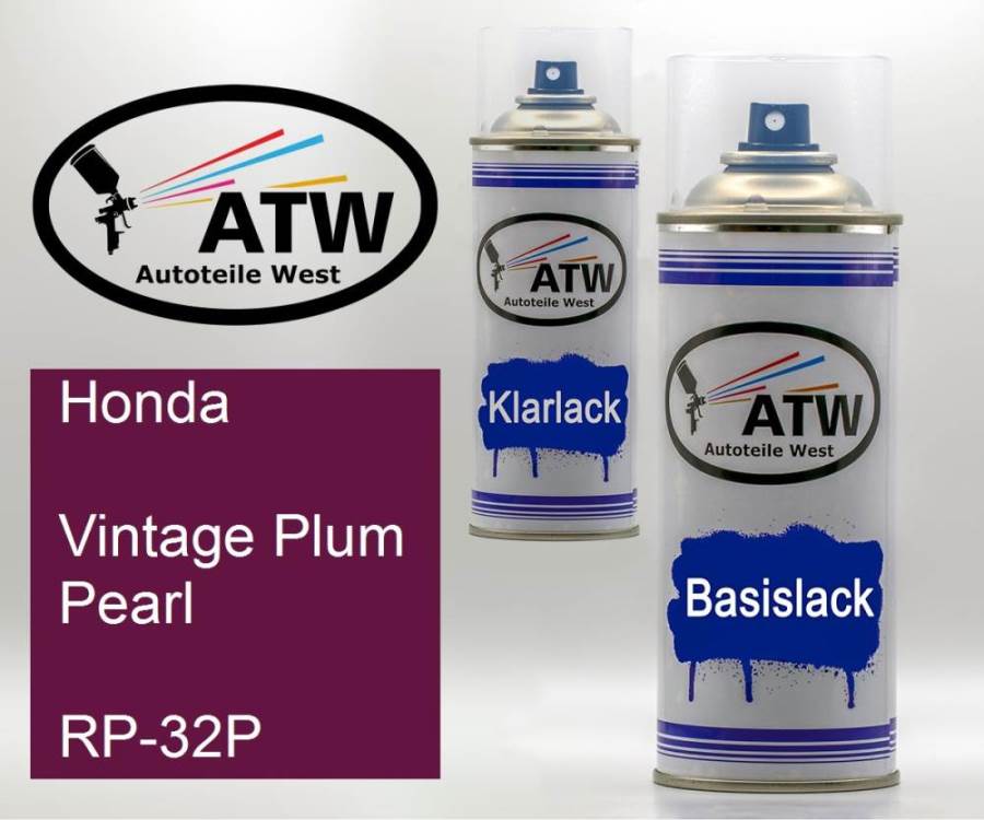 Honda, Vintage Plum Pearl, RP-32P: 400ml Sprühdose + 400ml Klarlack - Set, von ATW Autoteile West.
